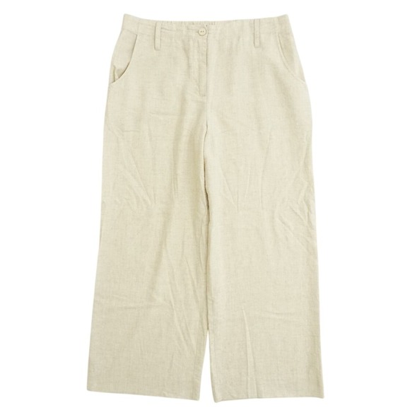 Ruti Women's Cropped Wide Leg Linen Blend Pants Trousers Beige Size 2 - Picture 1 of 10